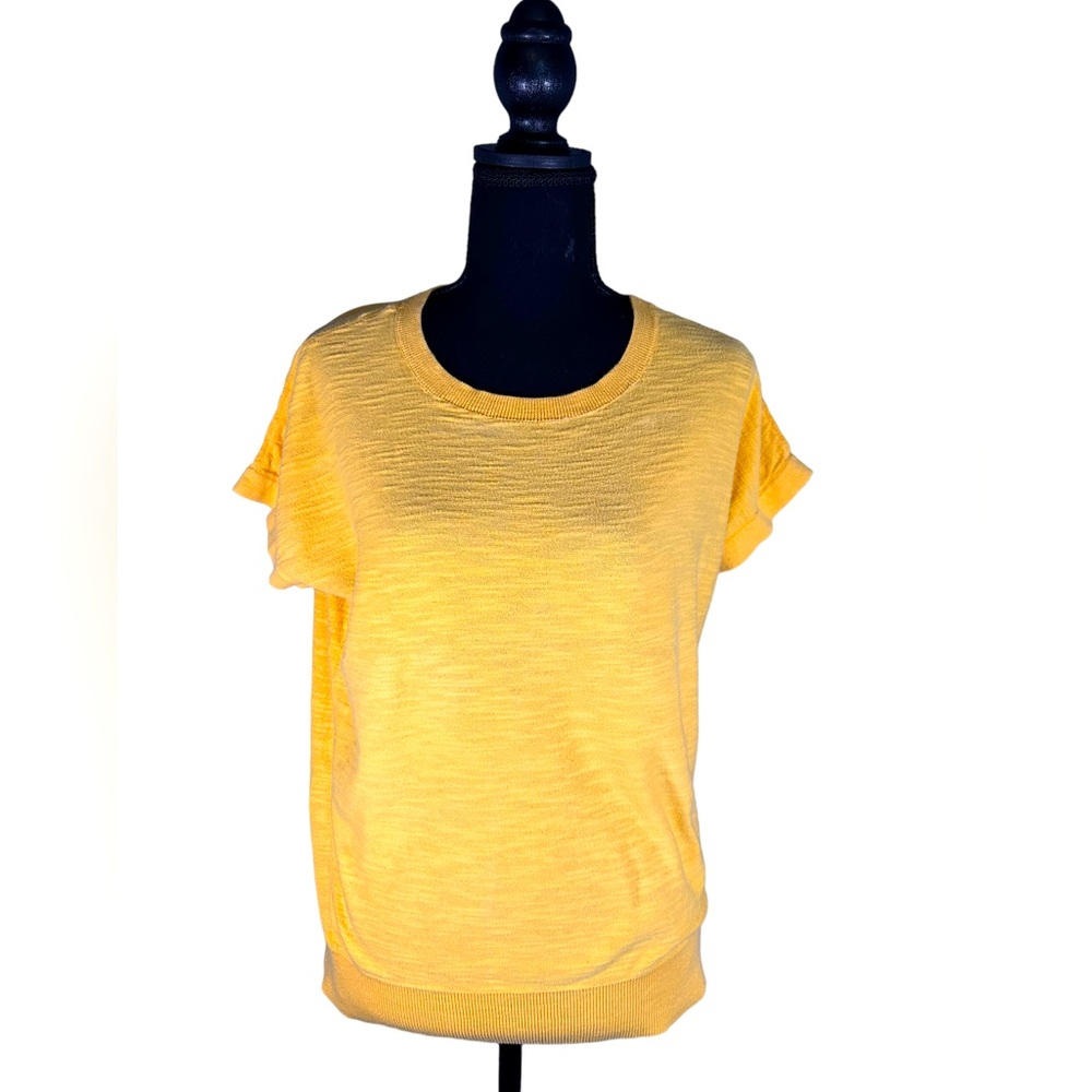 Loft Pretty Yellow Short Sleeve Crew Neck Sweater
